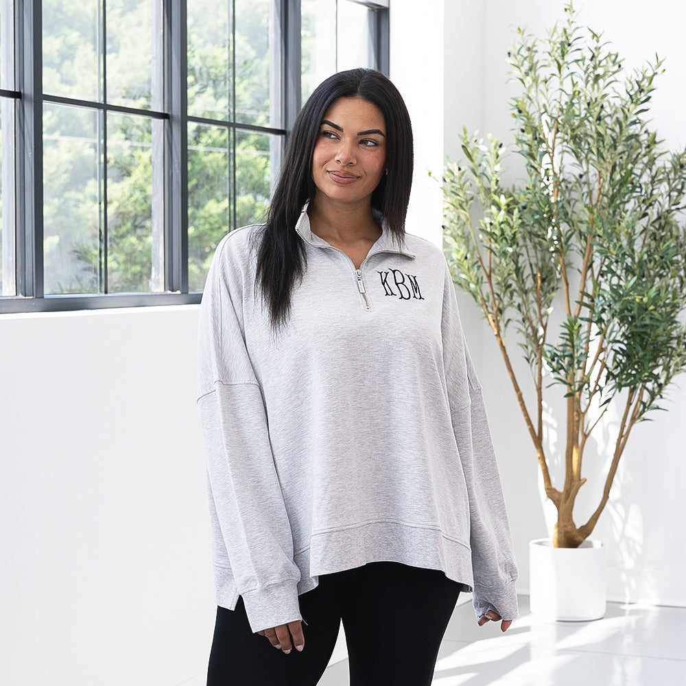oversized quarter zip pullover on julia ann