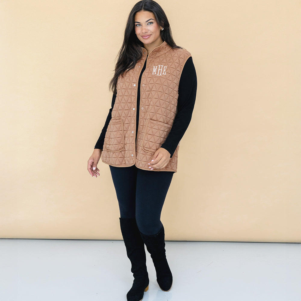 [julia-ann] almond quilted vest on julia ann