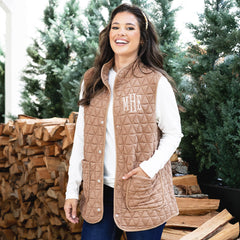 almond quilted vest on peyton