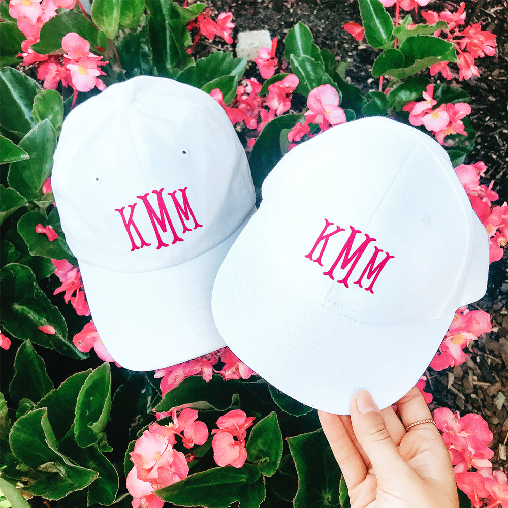 mom and me white baseball hats