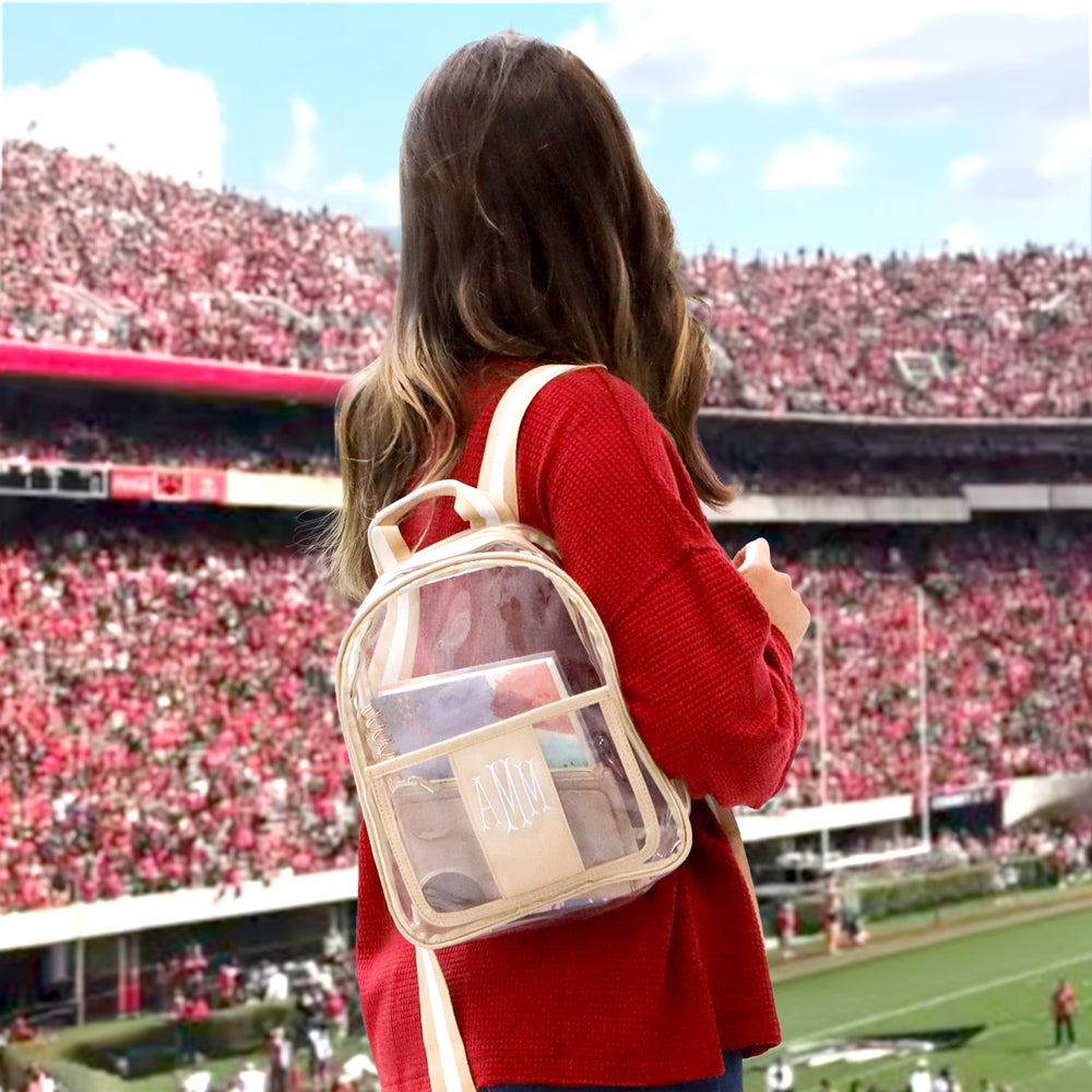 Monogrammed Clear Backpack Purse | Gold