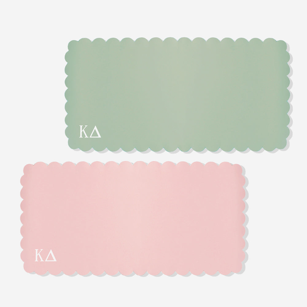 Kappa Delta Desk Mat | Faux Leather Sorority Desk Mat in Blush and Light Mint