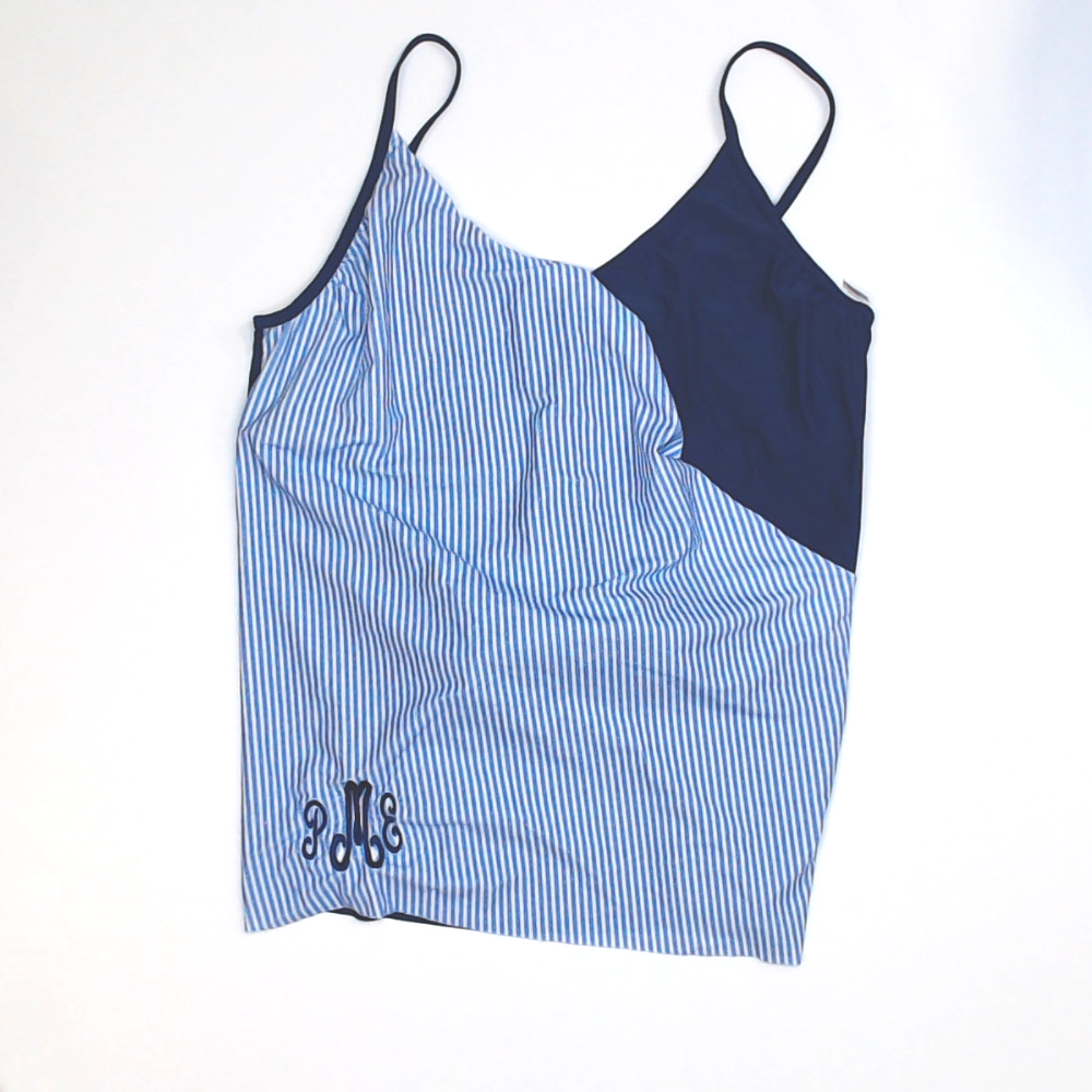BLOOPER SWIM: Monogrammed Ruched Tankini
