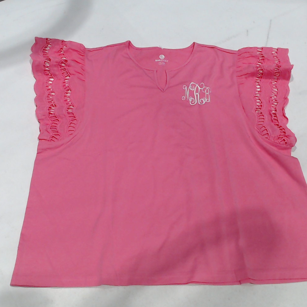 BLOOPER CLOTHING: Monogrammed Flutter Sleeve Top
