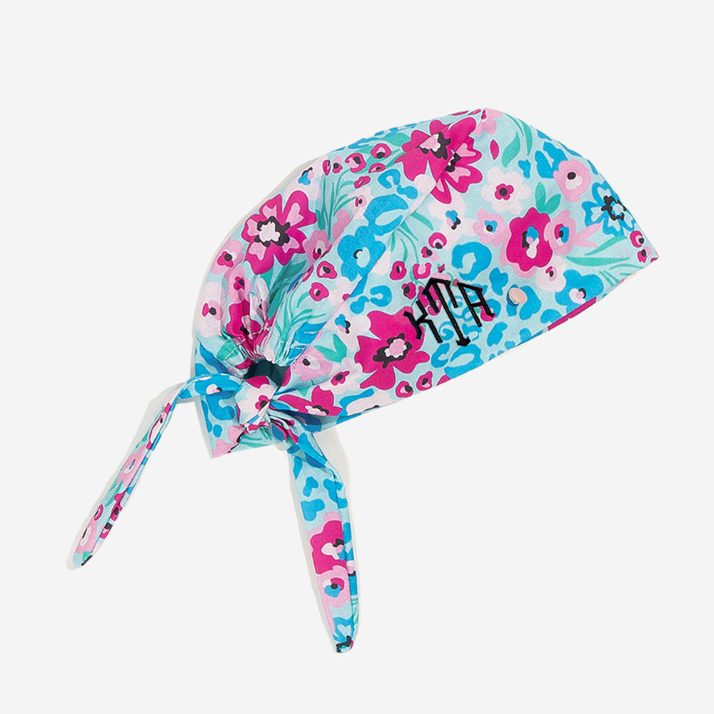 Monogrammed Scrub Cap in Magenta Wild Blooms - Updated