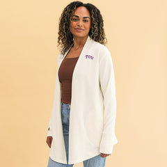 tcu horned frogs side of ivory sweatshirt cardigan