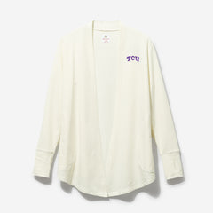tcu horned frogs sweatshirt cardigan in heathered oatmeal