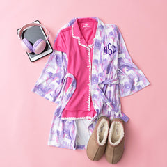 pastel unicorns softspun robe flatlay