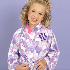 pastel unicorns softspun robe on jaxy  up close