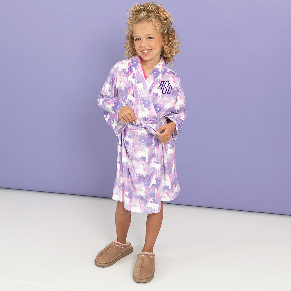 [jaxy] pastel unicorns softspun robe on jaxy