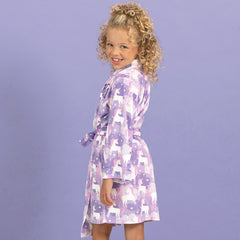 pastel unicorns softspun robe on jaxy side view