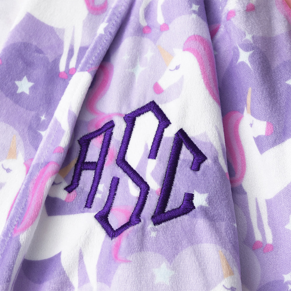pastel unicorns softspun robe up close