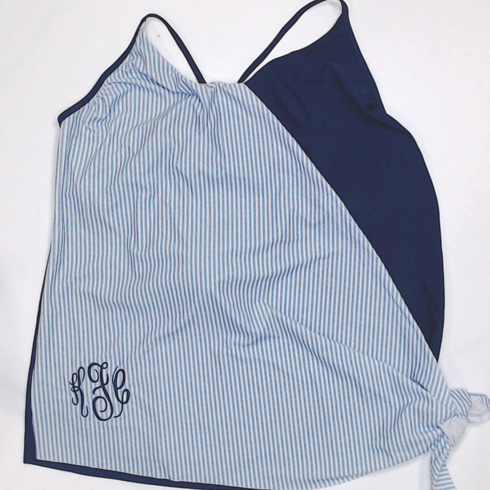 BLOOPER SWIM: Monogrammed Ruched Tankini