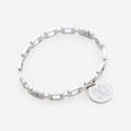 Monogrammed Pave Chainlink Bangle in Silver