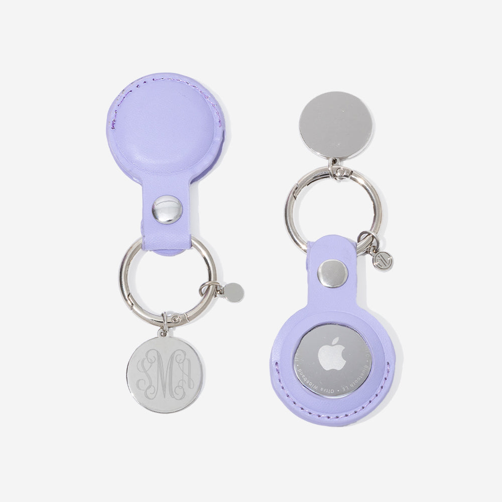 Monogrammed AirTag Key Chain in Lavender