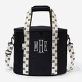 personalized cooler in black ditsy diamond