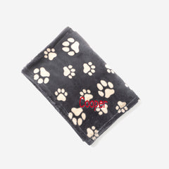personalized dog blanket in black tan
