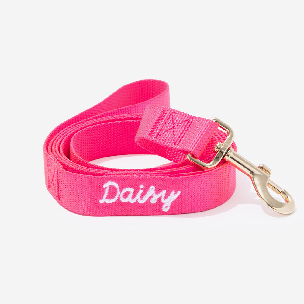 personalized dog leash in hot pink