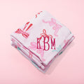 personalized kids plush blanket in pink bows