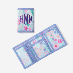 personalized kids wallet in lavender blooms