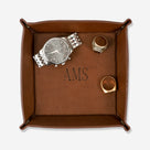 Personalized Leather Valet Tray | Brown
