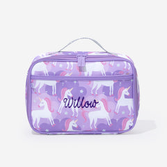 personalized lunch box in pastel unicorns