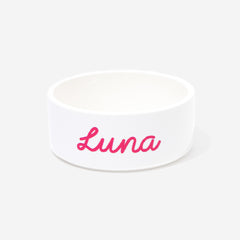 personalized pet ceramic pet bowl in white