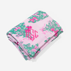 personalized plush blanket in pink christmas trees new