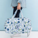 Monogrammed Quilted Weekender | Indigo Painted Petals