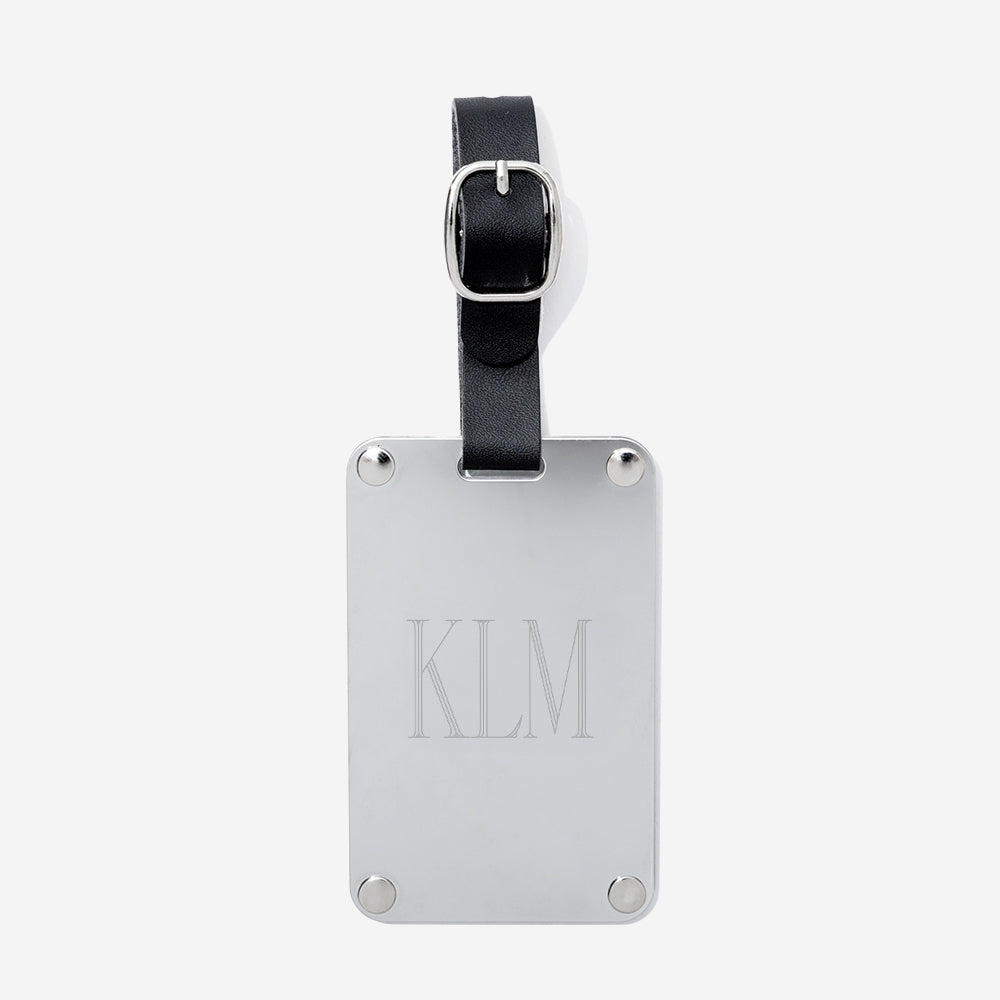 Personalized Stainless Steel Luggage Tag in Silver