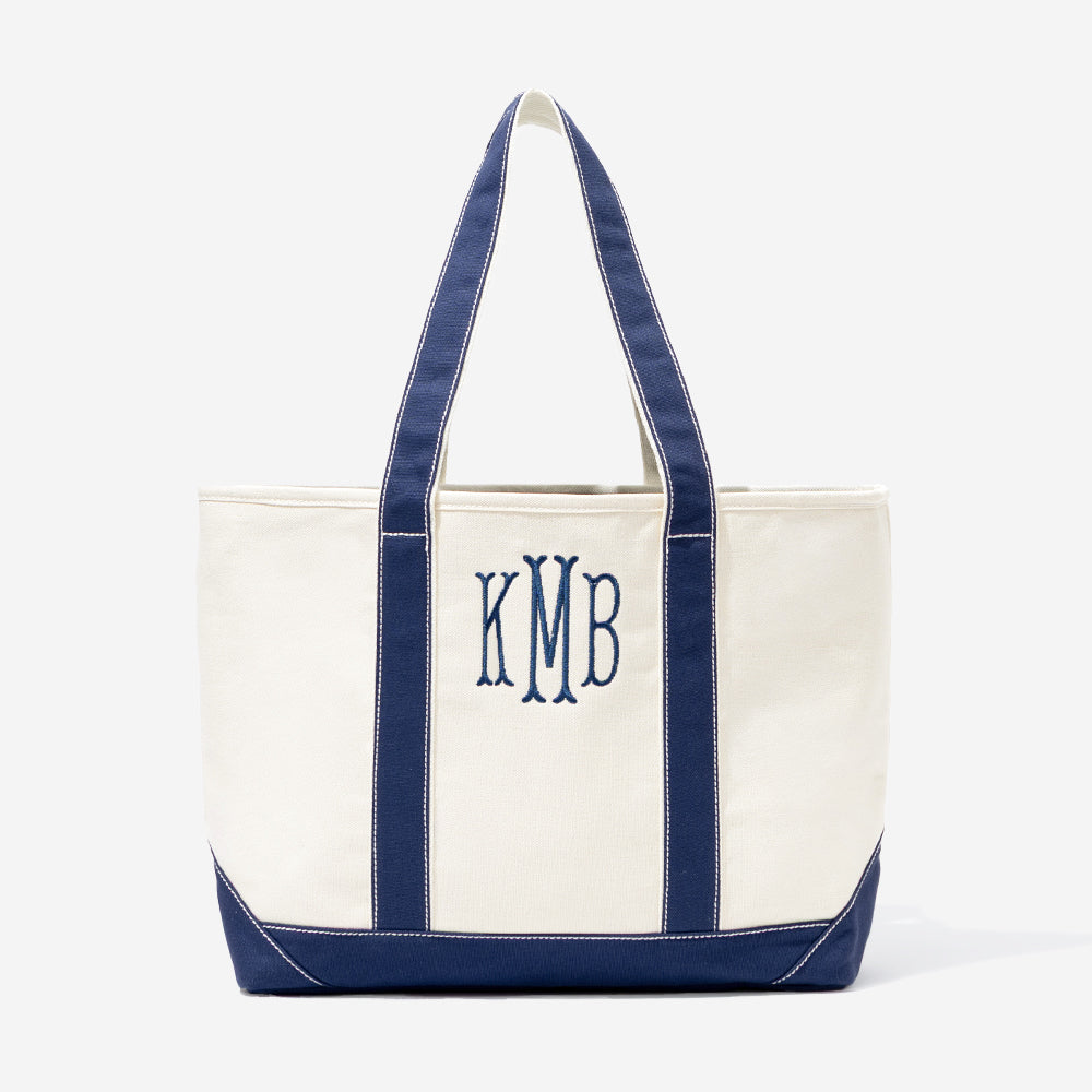 personalized tote bag in navy