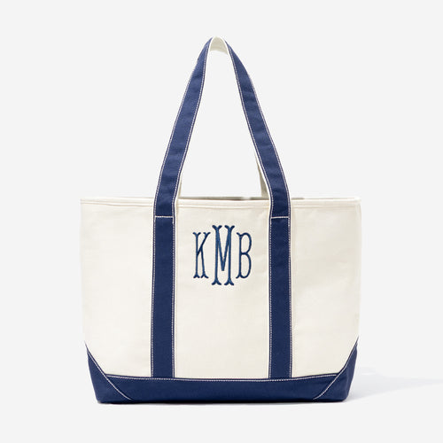 personalized tote bag in navy