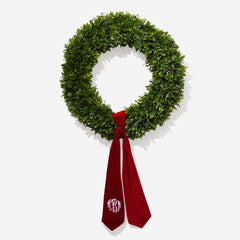 personalized velvet wreath sash in red