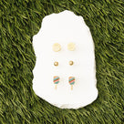 Monogrammed Pickleball Earring Set | Gold