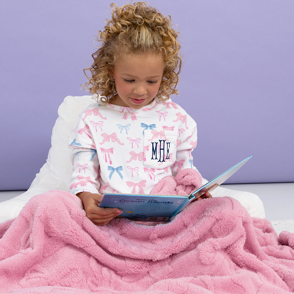 pink blue coquette kids softspun lounge set on jaxy with book