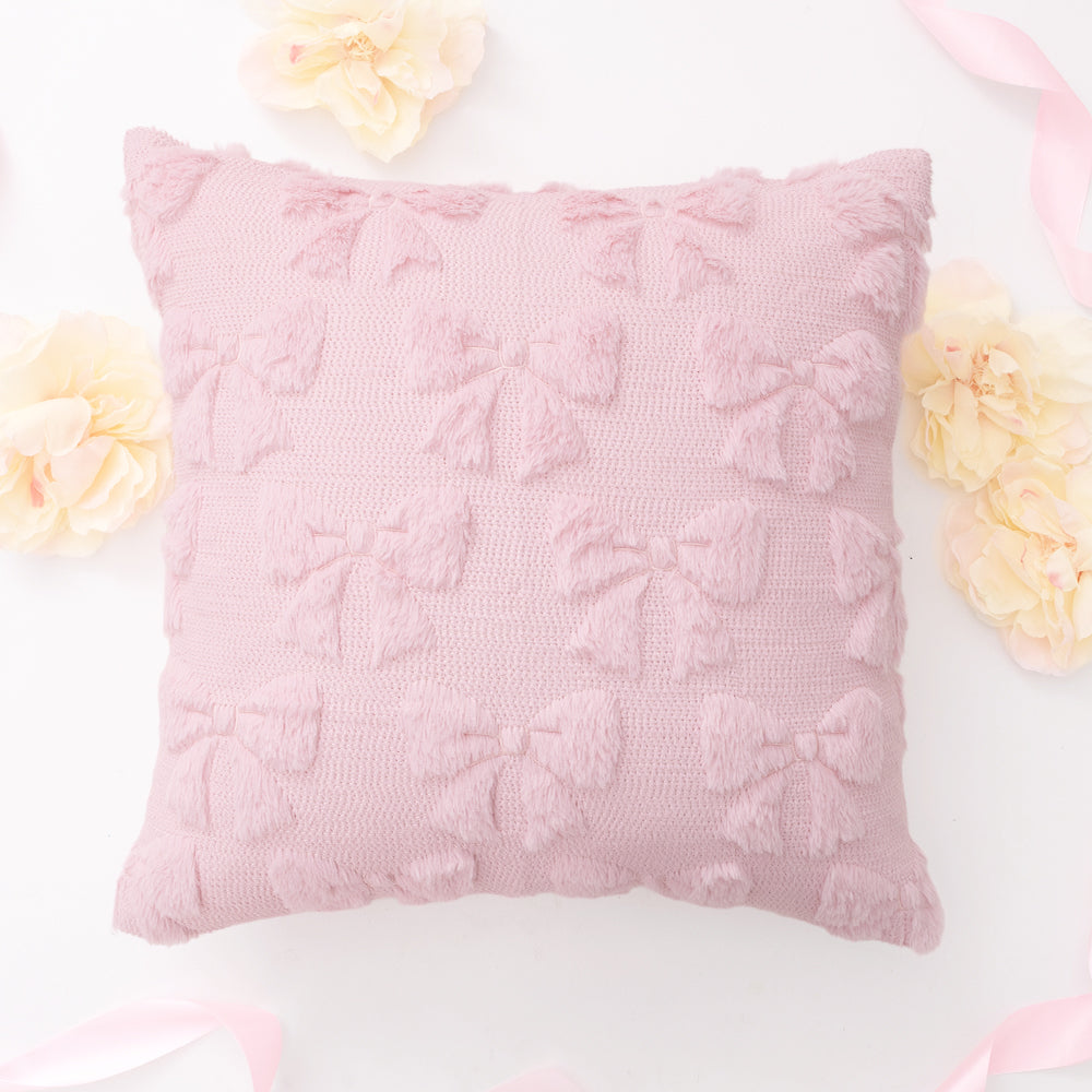 pink bow pillow sham with flowers