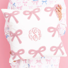 pink bows bow pillow sham in hands