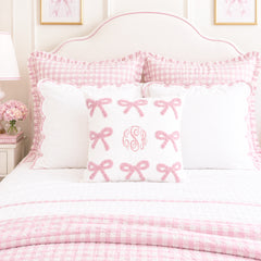 pink bows bow pillow sham on bed