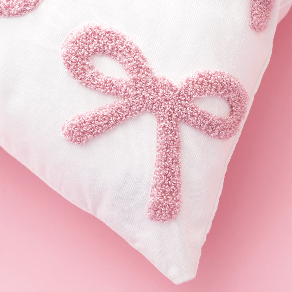 pink bows bow pillow sham up close of bow