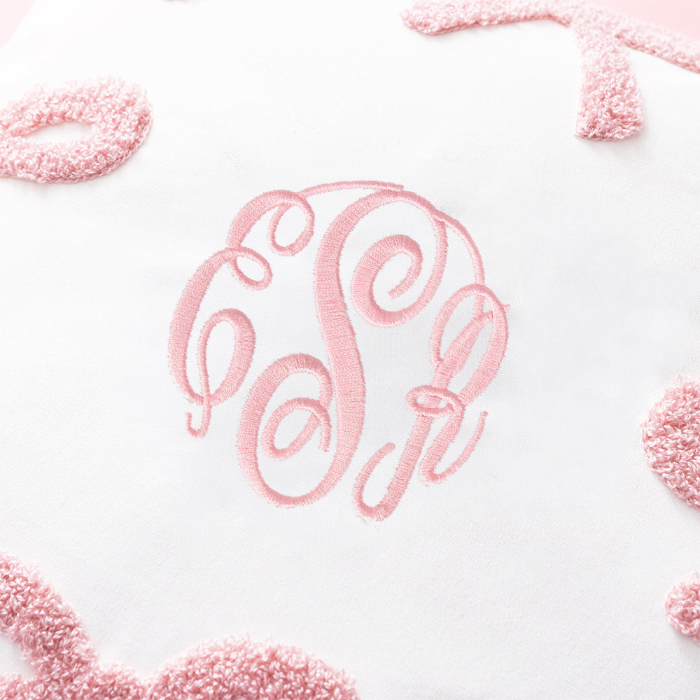 pink bows bow pillow sham up close