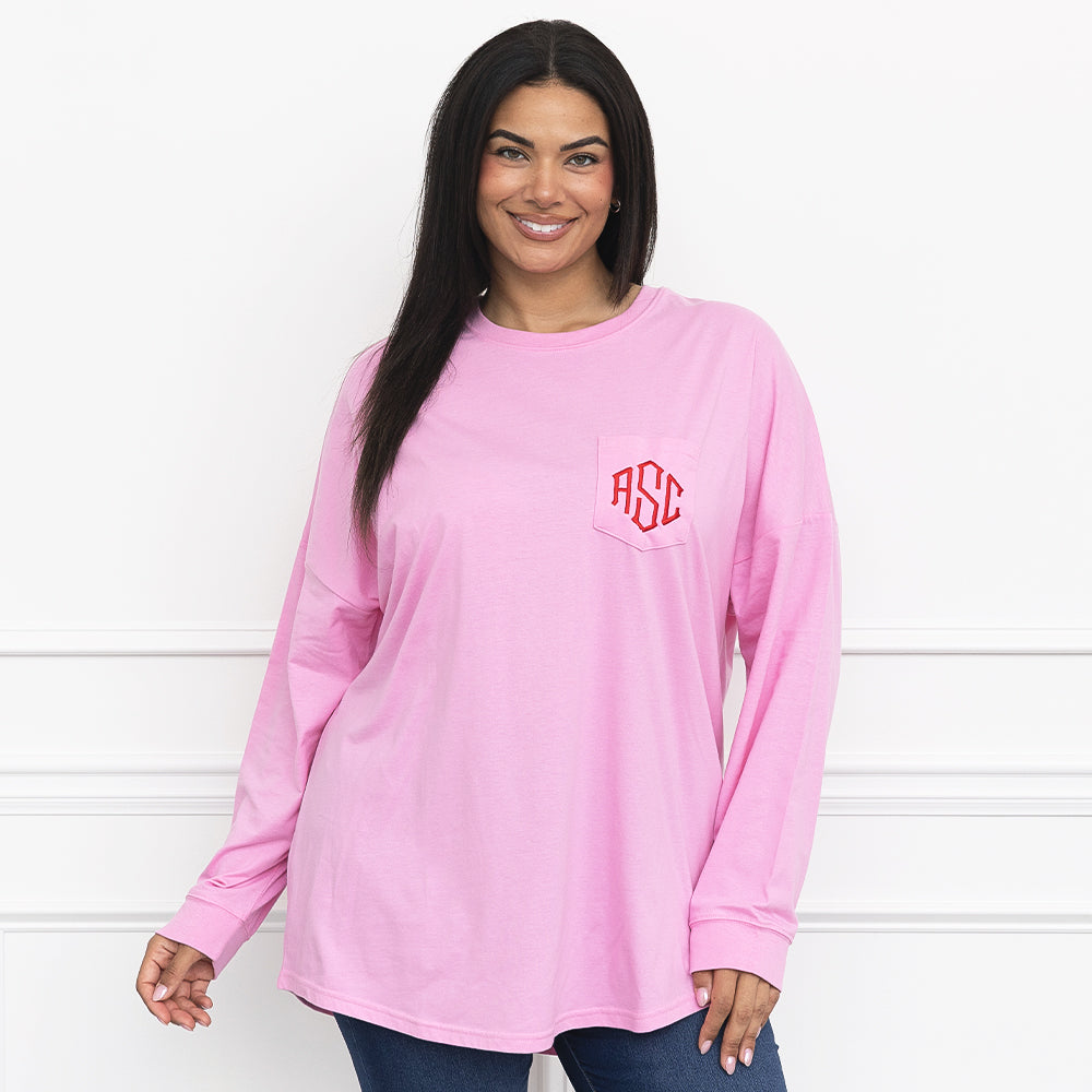 pink christmas t shirt up on Julia Ann