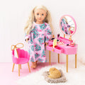 pink christmas trees doll dress with vanity