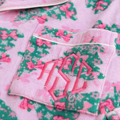 pink christmas trees softspun pajamas detail shot