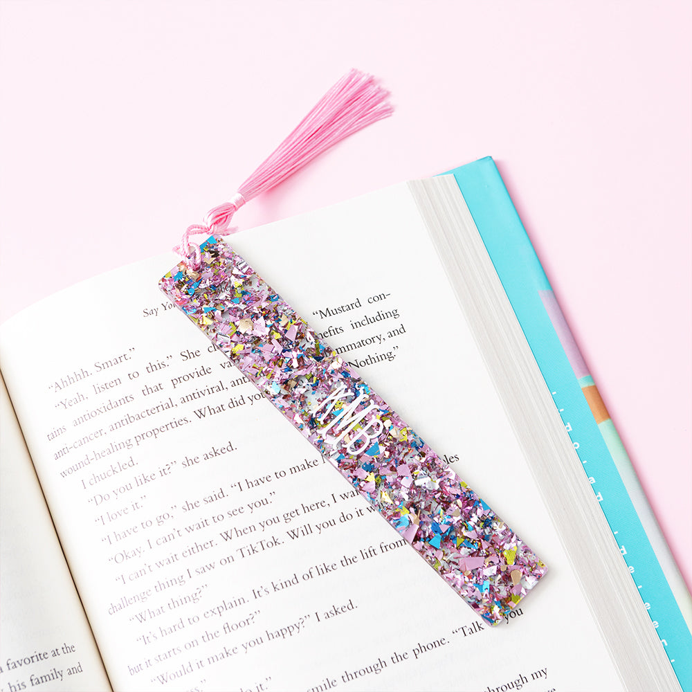 pink glitter bookmark