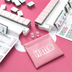pink mahjong dice bag with mahjong mat