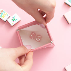 pink mahjong dice bag inside shot