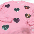 BLOOPER CLOTHING: Monogrammed Sequin Hearts Sweatshirt
