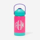 Monogrammed Kids Flip Straw Water Bottle | Pink/Mint