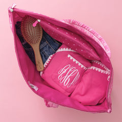 preppy bows packable weekend duffel bag inside shot