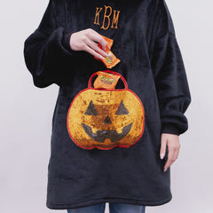 Monogrammed Pumpkin Blanket Hoodie | Black